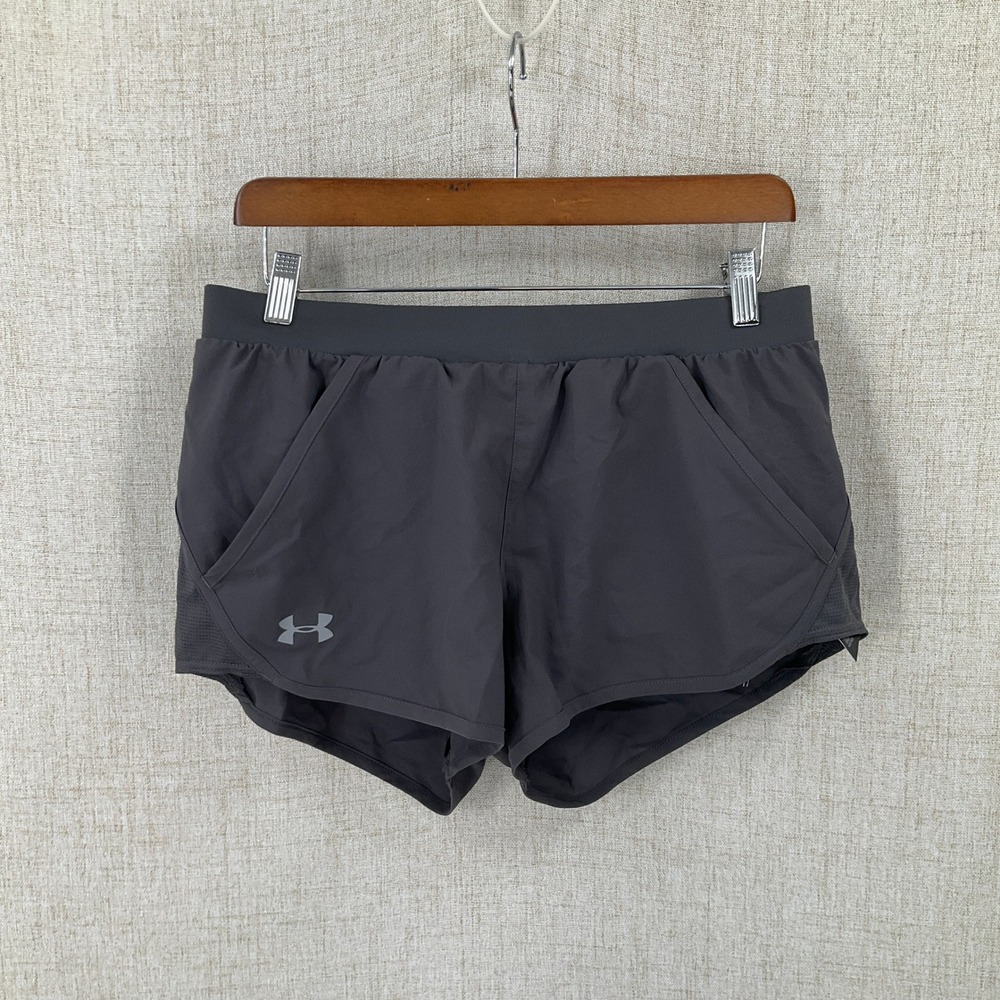 Under Armour Athletic Shorts Womens M Gray HeatGear Pockets Mesh Running NEW